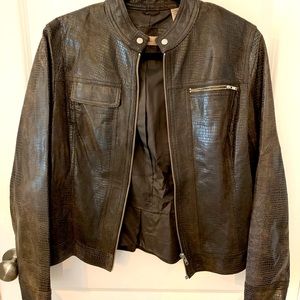 Snakeskin leather moto-style jacket